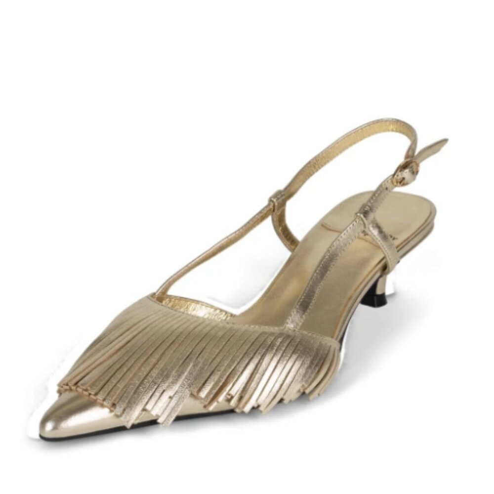 Jeffrey Campbell Lasso-Me Kitten Heels – Metallic Gold, Size 8